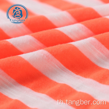 Stripe Knitted Spun Polyester Jersey Slub Fabric